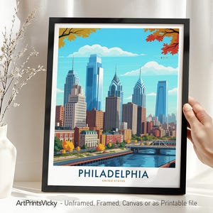 Philadelphia Travel Poster – Pennsylvania | Philadelphia Print Skyline Wall Art | Cityscape Art for Home Decor, Housewarming Gift