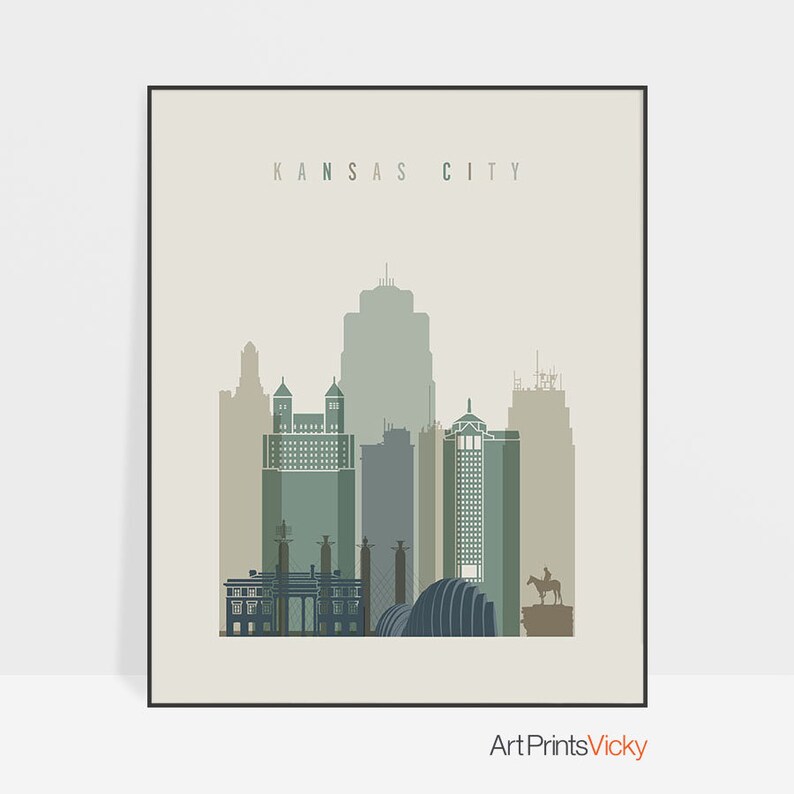 Kansas City Print Wall Art Skyline Wall Art Kansas City Skyline