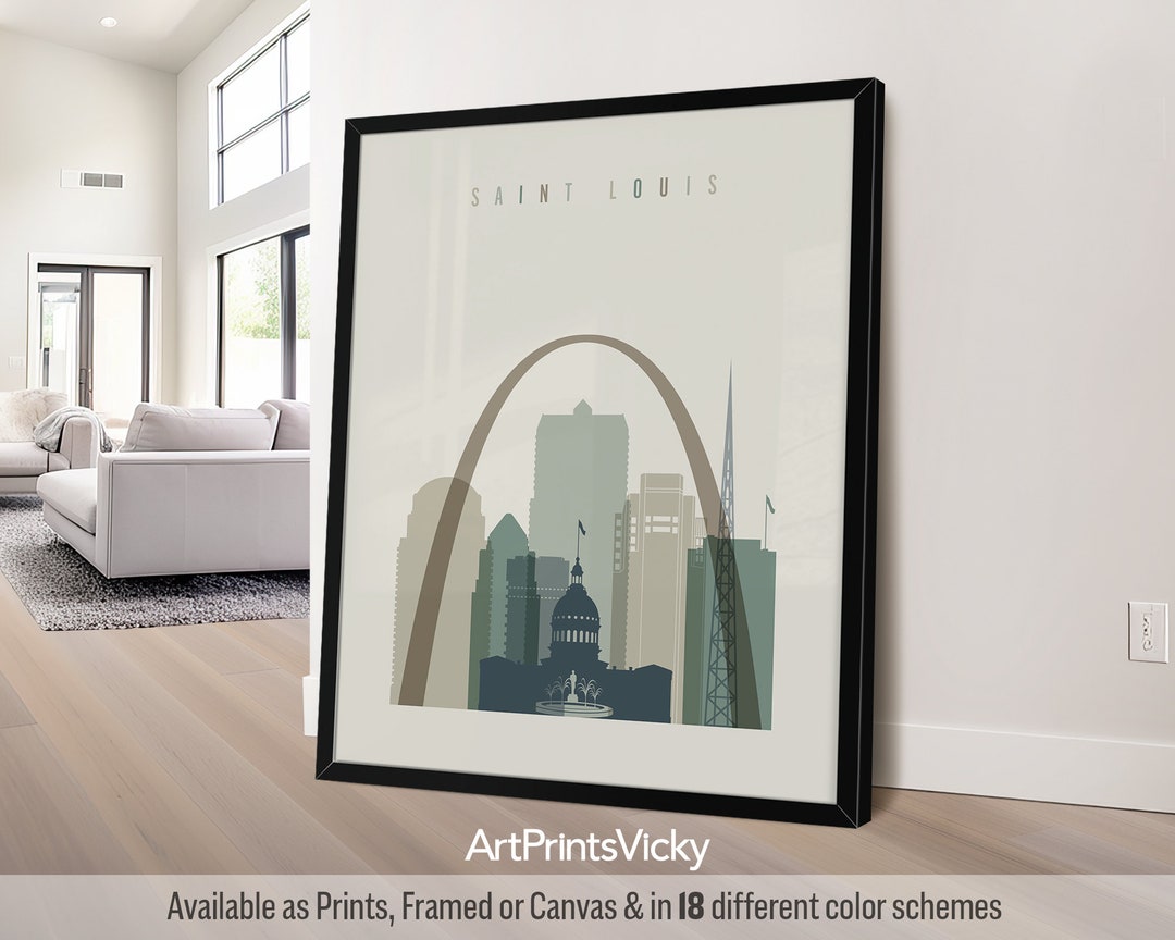 Saint Louis Print Missouri Skyline Wall Art Poster Travel Gifts Decor ...