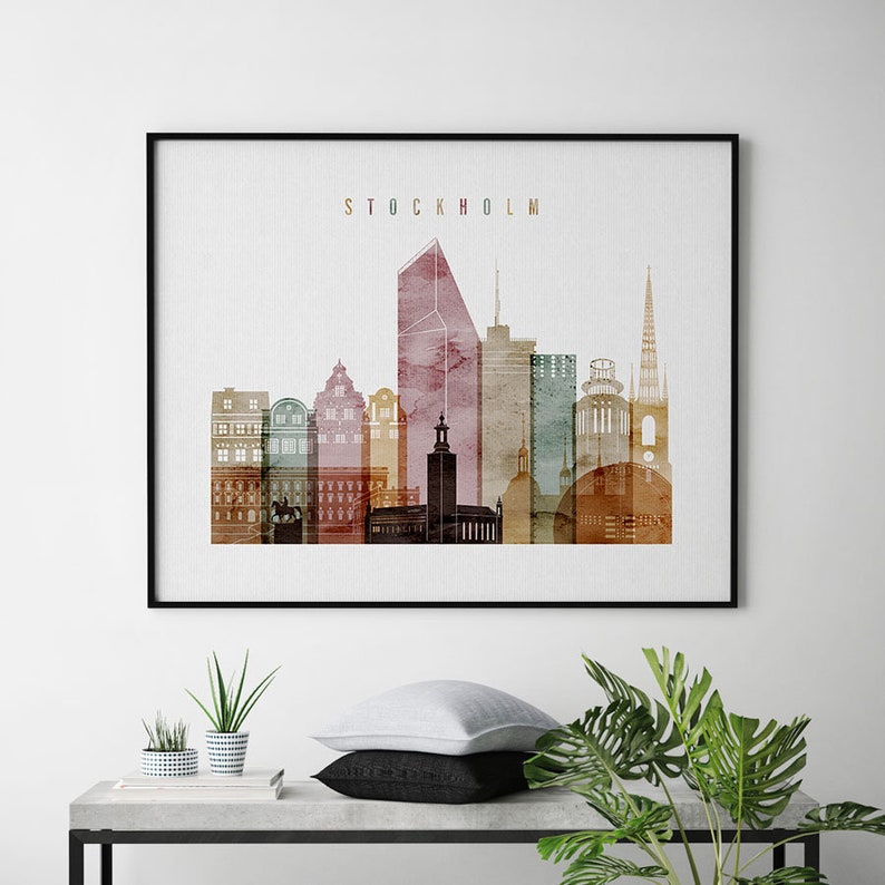 Stockholm Print Stockholm Skyline Poster Wall Art Stockholm Etsy
