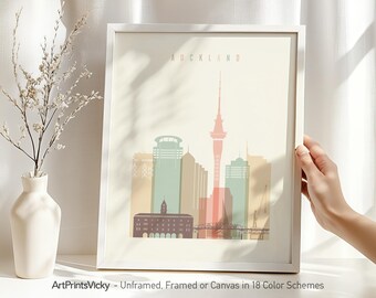 Auckland Art Print: City of Sails in Warm Pastel | ArtPrintsVicky