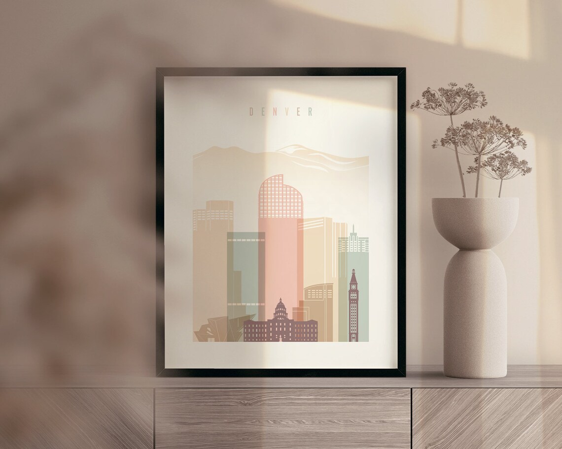 Denver Poster Print Denver Skyline Wall Art Colorado Etsy