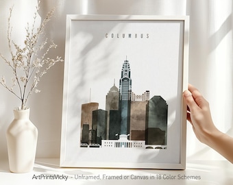 Columbus Ohio skyline, Columbus print, poster, housewarming gift | ArtPrintsVicky
