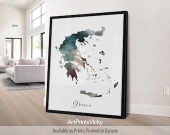 Greece map poster print | Personalised gifts wall art | Decor for home and office | ArtPrintsVicky