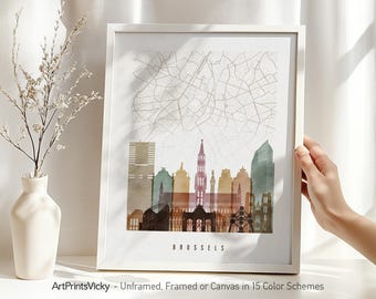Brussels Map Poster - City Map & Skyline Print | ArtPrintsVicky