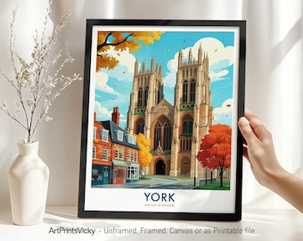 York England Travel Print, York UK Poster, Yorkshire Art Print Home Decor or Gift