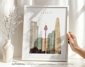 Sydney print, Sydney Poster, Sydney Wall art, Sydney skyline, Australia cityscape, Travel poster, City prints | ArtPrintsVicky