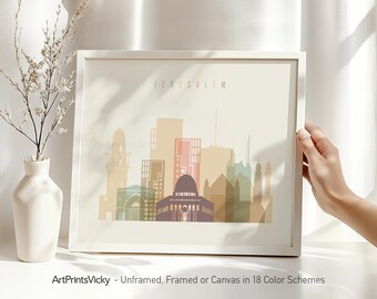 Jerusalem Art Print - Pastel Skyline Poster - Framed & Canvas | ArtPrintsVicky