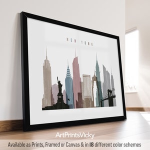 New York City Poster, Skyline Print, NYC Wall Art Decor for for Homes, Offices, and Unique Travel Gifts | ArtPrintsVicky