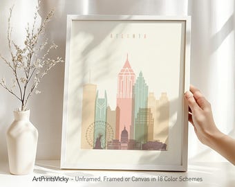 Atlanta skyline print | Poster wall art | Cityscape for home and office decor | Personalized gifts | ArtPrintsVicky
