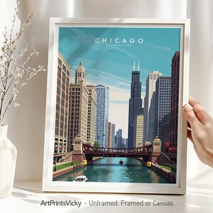 Chicago Skyline Art Print: Illinois Cityscape Travel Poster