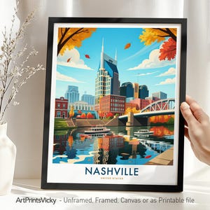 Nashville Skyline Art Print: Tennessee Travel Poster, Modern Home Decor