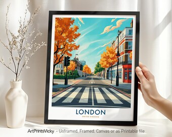 London Abbey Road Print, Cityscape Poster, Wall Art for Home Office Decor or Gift