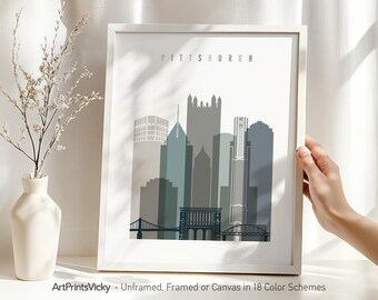 Pittsburgh print, Pittsburgh wall art poster, Pittsburgh Pennsylvania skyline, city travel print, Personalised print | ArtPrintsVicky