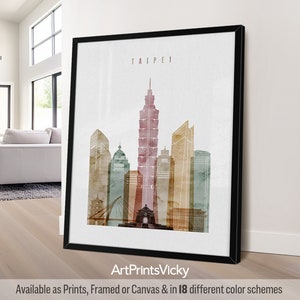 Taipei Print, Skyline Poster, Sophisticated Wall Decor for Homes, Offices, and Unique Travel Gifts | ArtPrintsVicky