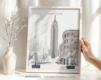 New York Wall Art Print - Empire State Poster, Minimalist NYC Skyline for Home or Office Decor, Personalized Gift | ArtPrintsVicky