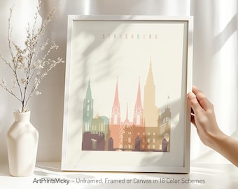 Strasbourg poster, print wall art, France cityscape, Travel poster, City print, Travel gifts, Office decor | ArtPrintsVicky