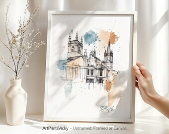 Bath England print | Bath UK poster | Cityscape wall art | Modern Home and Office Decor | ArtPrintsVicky