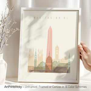 Washington DC Skyline Kunstdruck: Minimalistisches Stadtbild, Reise-Poster