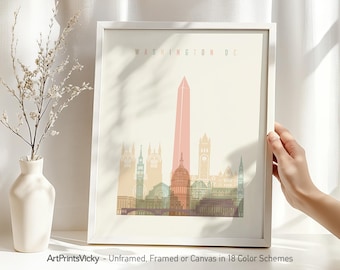 Washington DC Skyline Wall Art Print, Travel Poster, Housewarming Gift, Travel decor, Office and Home Decor | ArtPrintsVicky