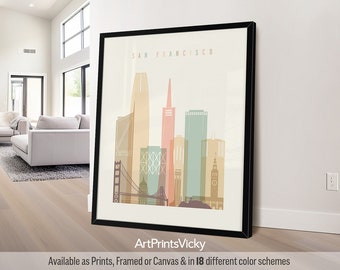 San Francisco Print, Poster wall art, San Francisco skyline, travel gifts, office decor | ArtPrintsVicky