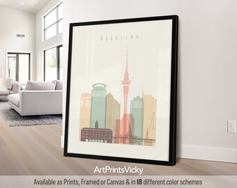 Auckland print, New Zealand poster wall art, Travel poster, City print, Travel gifts, Office decor | ArtPrintsVicky