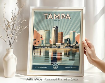 Tampa Print | Tampa Poster Wall Art | Travel Gifts | Decor for Home and Office | Personalised Gift | ArtPrintsVicky