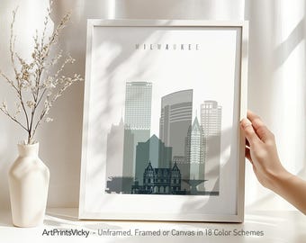 Milwaukee Skyline Print | Wisconsin Wall Art Poster | US Bank Center | Beer City | Modern Home Decor | Multiple Colors | ArtPrintsVicky