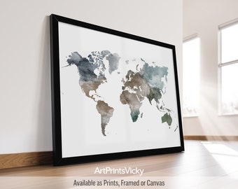 World map poster print | Personalised gifts wall art | Decor for home and office | ArtPrintsVicky