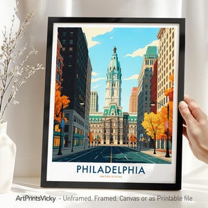 Philadelphia PA Travel Print | Philadelphia Poster | Wall Art for Home Decor or Gift