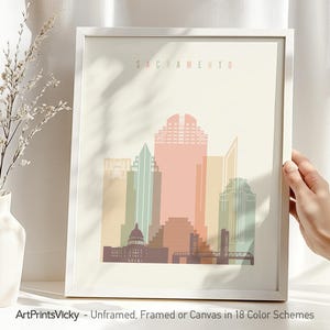 Sacramento Wall Art Print, Skyline Poster, Cityscape Travel Decor
