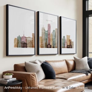 Boston 3 Piece Wall Art Prints, Boston Skyline Poster Set | ArtPrintsVicky