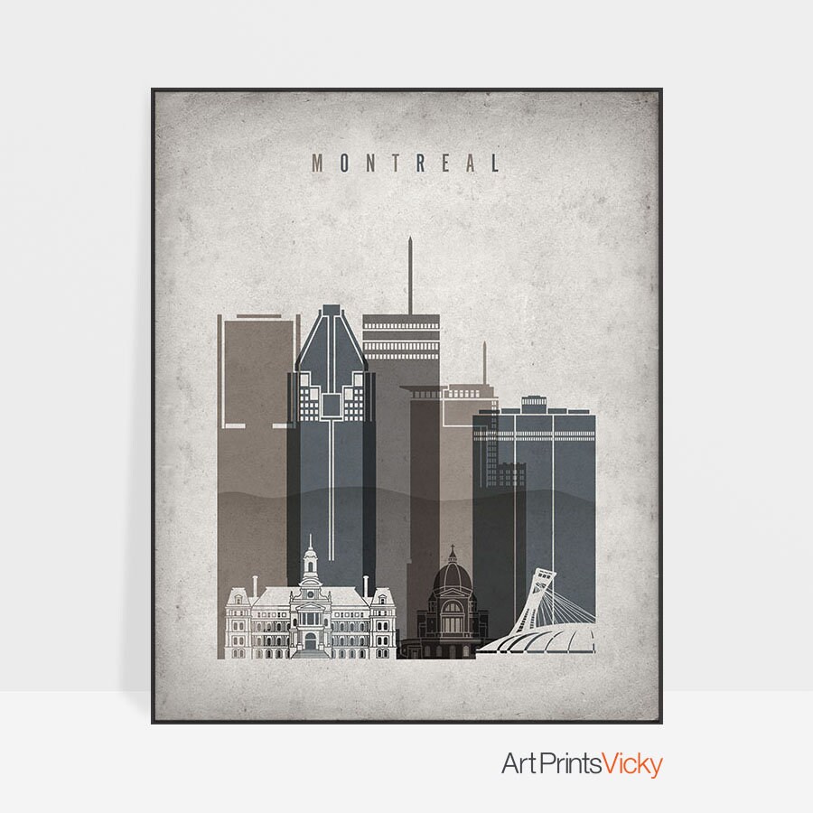 Montreal poster print Montreal Wall art Montreal skyline Etsy