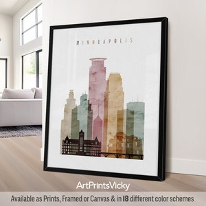 Minneapolis wall art print, Minneapolis skyline poster, Minnesota travel print, city print, personalised gift | ArtPrintsVicky