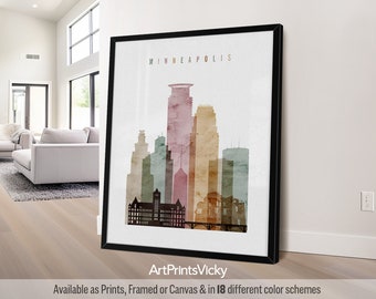 Minneapolis skyline print, Wall Art Poster, Minnesota travel print, city print, personalised gift | ArtPrintsVicky