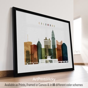 Columbus Skyline Print, Ohio poster, Wall Art for Homes, Offices, and Unique Travel Gifts | ArtPrintsVicky