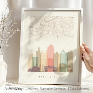 Kansas City Map Print: Skyline Art, Travel Poster