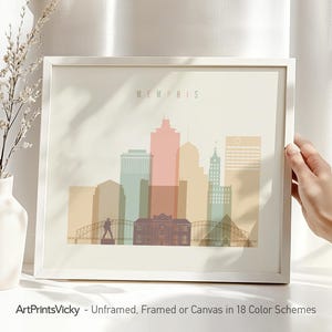 Memphis Skyline Print: Pastel Travel Poster, City Wall Art