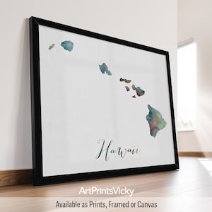 Hawaii map poster print | Personalised gifts wall art | Decor for home and office | ArtPrintsVicky