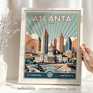 Atlanta Skyline Art Print: Retro Style Georgia Wall Decor