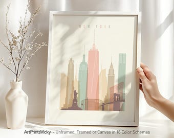 New York print, Poster, Wall art, Cityscape, New York skyline, City poster, Art gift, Home Decor, ArtPrintsVicky