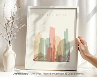 Buenos Aires Poster, Buenos Aires Skyline Print | ArtPrintsVicky