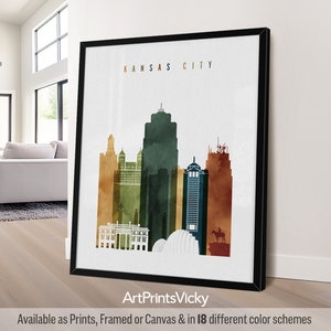 Kansas City Print | Missouri Skyline Wall Art Poster | Travel Gifts | Decor for Home and Office | Personalised Gift | ArtPrintsVicky