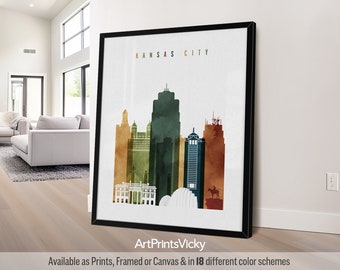 Kansas City Print | Missouri Skyline Wall Art Poster | Travel Gifts | Decor for Home and Office | Personalised Gift | ArtPrintsVicky