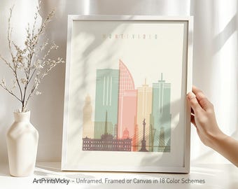 Montevideo Print, Poster Skyline, Travel Decor, Personalised City Print | ArtPrintsVicky