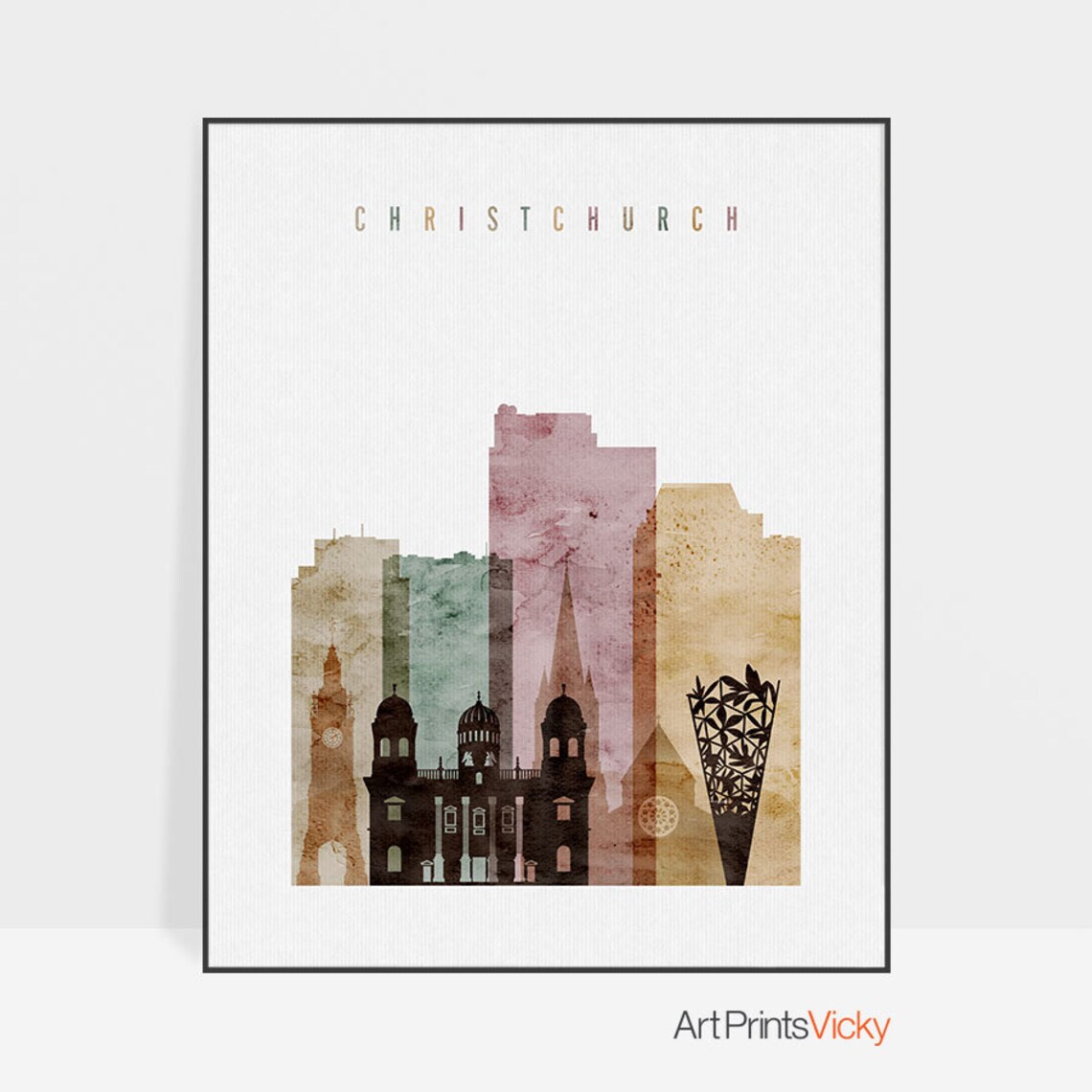 Christchurch poster print Christchurch skyline New Zealand Etsy