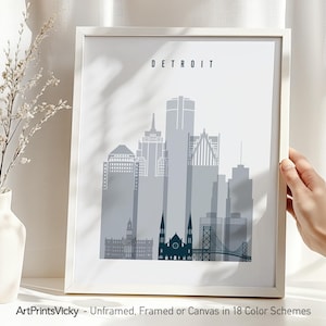 Detroit Skyline Art Print: Minimalist Cityscape Wall Decor
