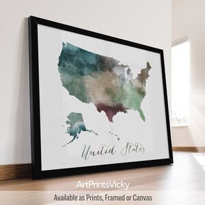 United States map poster print | Personalised gifts wall art | Decor for home and office | ArtPrintsVicky