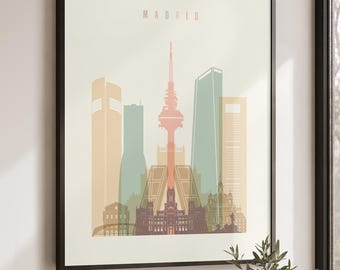 Madrid Wall Art Print, Skyline Poster, Travel Decor
