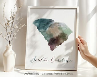 South Carolina map poster print | Personalised gifts wall art | Decor for home and office | ArtPrintsVicky